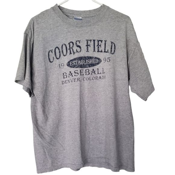 Coors Field Grey Baseball Shirt Denver Colorado Large grey gray - Picture 1 of 4
